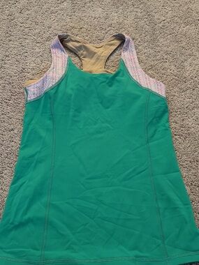 Ivivva Green Tank Top with Pink Accent Straps